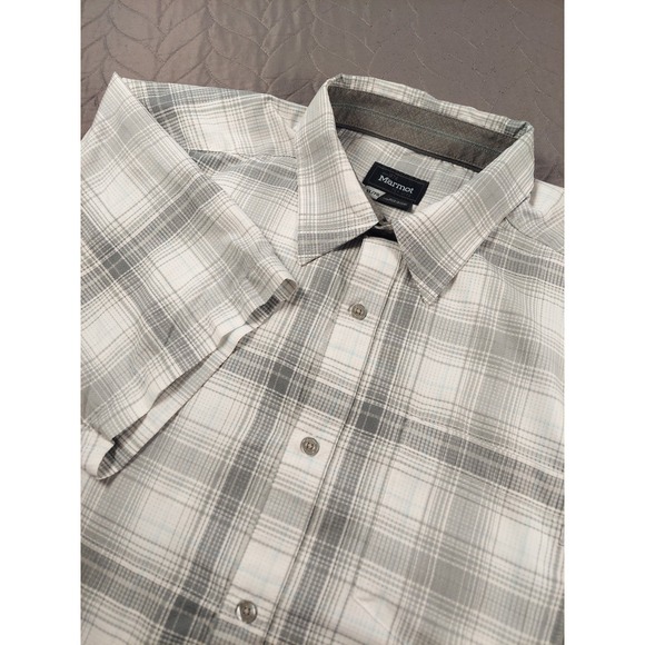 Marmot Other - Marmot Mens XL White Plaid Button Up Shirt Lightweight Hiking Outdoors Short Slv